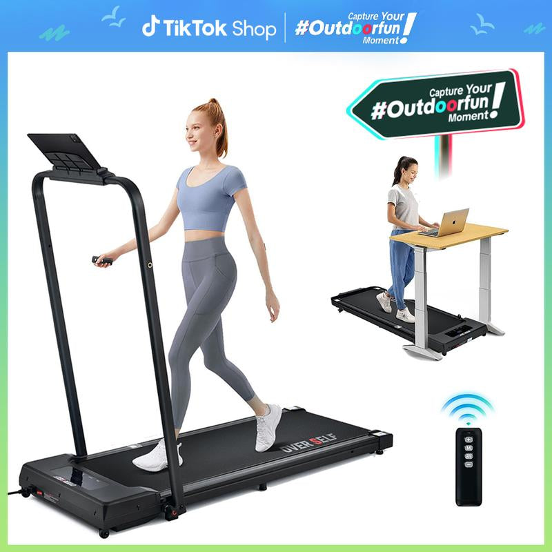 【#Outdoorfun】Over SELF Walking Pad Treadmill, Portable Folding Treadmill with Handle Remote Control, under Desk Treadmill Easy Storage Home Gym Fitness Equipment Workout Gear