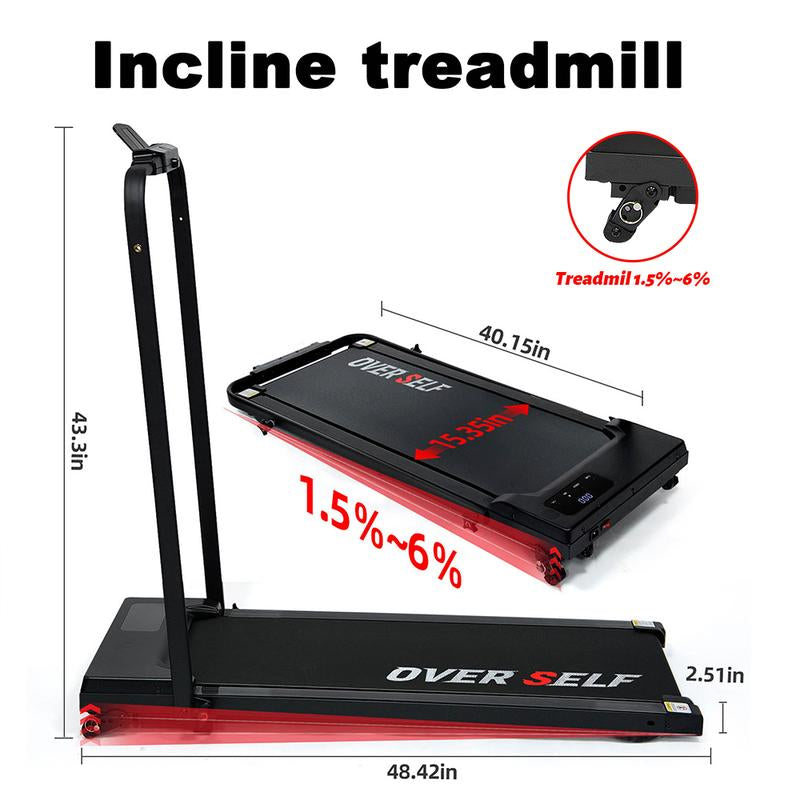 【#Outdoorfun】Over SELF Walking Pad Treadmill, Portable Folding Treadmill with Handle Remote Control, under Desk Treadmill Easy Storage Home Gym Fitness Equipment Workout Gear